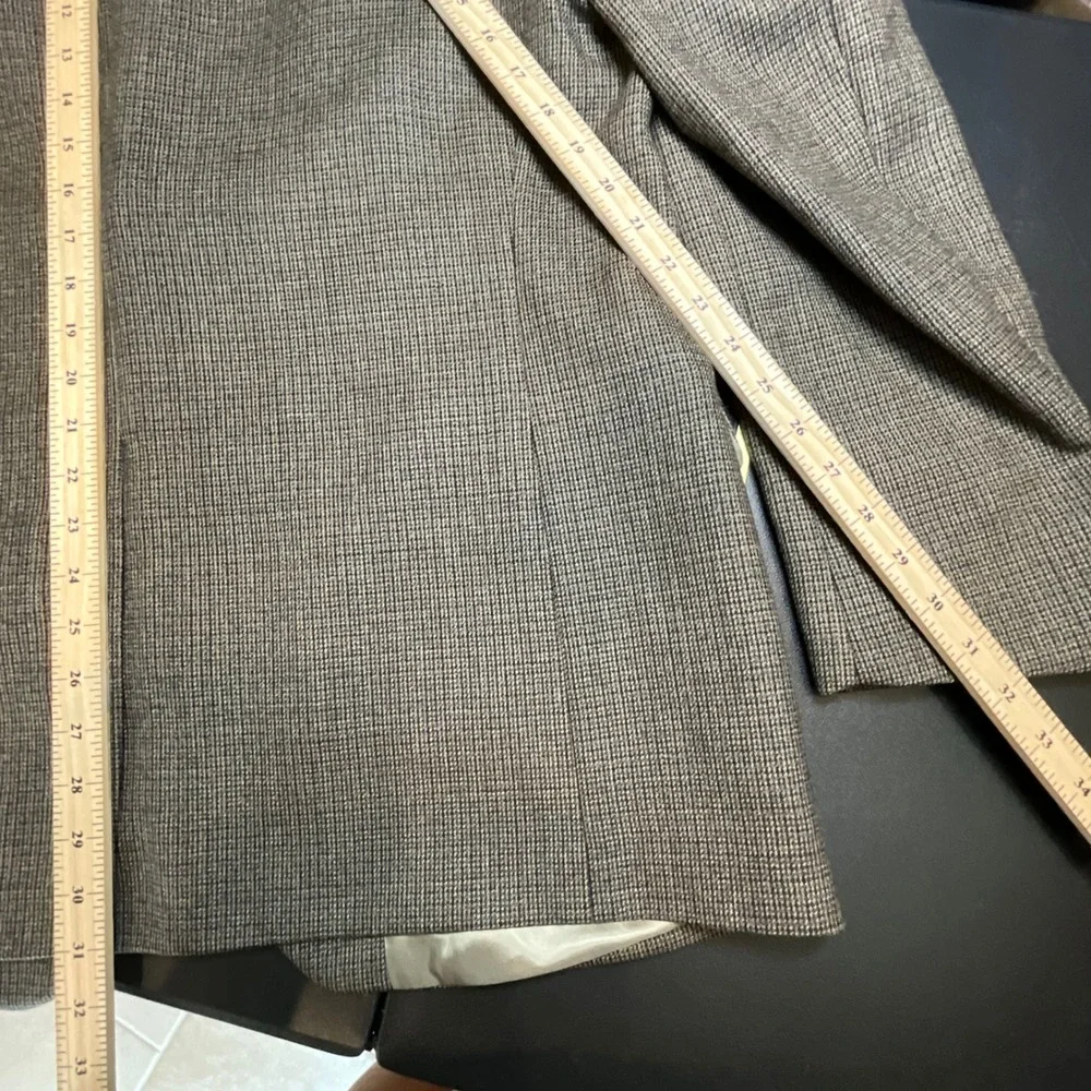 Chaps Est‎ 1978 Mens 46R Brown 100% Wool Micro Check 2 Button Blazer Sport Coat